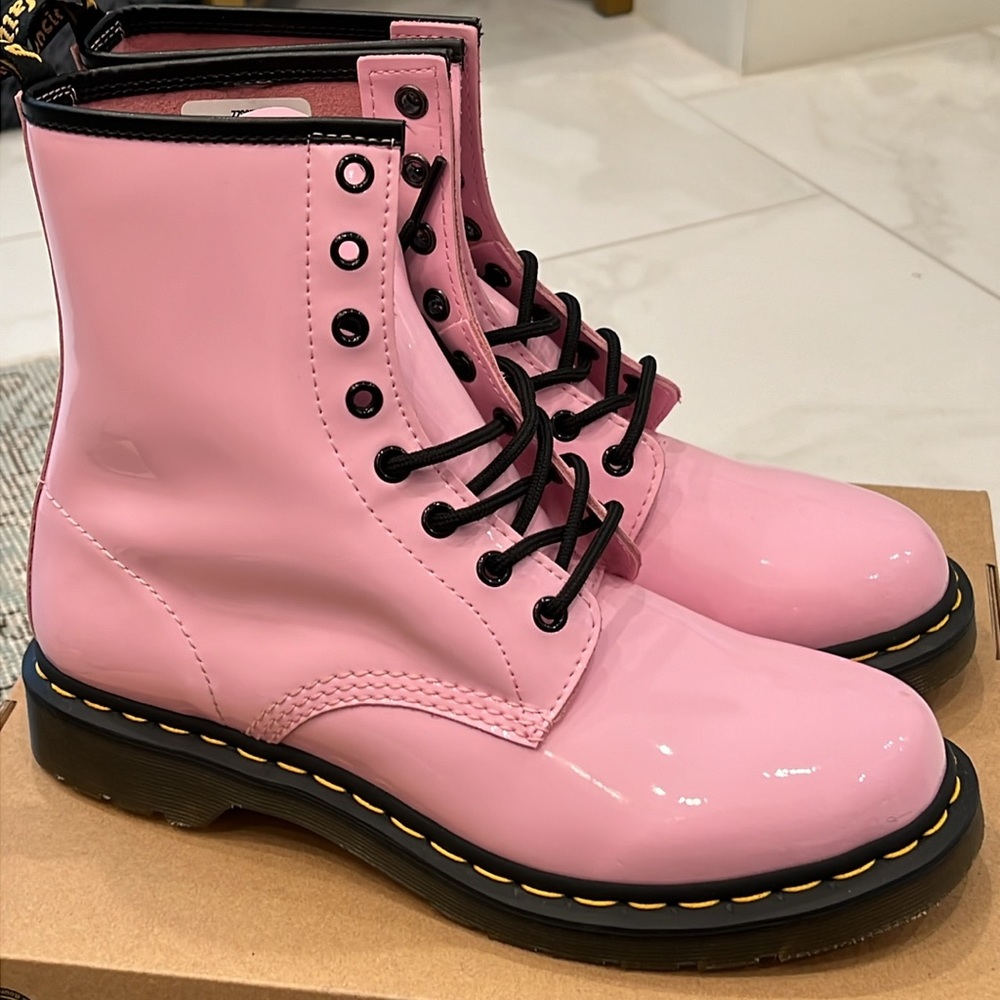 Dr. Martens Light Pink Patent Leather Womens Boots Size US 10